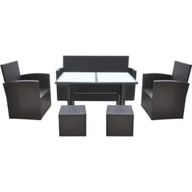 vidaXL Garten-Essgruppe mit Auflagen Polyrattan 6-tlg. braun
