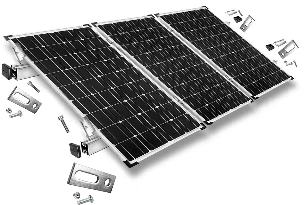 Befestigungskit mit Stockschrauben für Schrägdachmontage 3 Solarpanels Rahmenhöhe 40mm