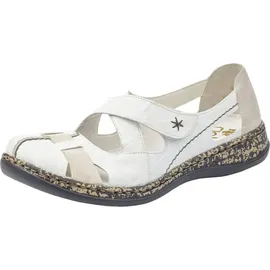 Rieker 46367, Damen Geschlossene Ballerinas, Weiß (Weiss/Grey), 38 EU (5 UK)