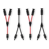 TRANGO 4er Pack ST-0126*2 je 2x Rot & Schwarz 6mm2 Solarmodul Y-Verteiler Solarkabel, Solarpanel Verbindungskabel für Parallel-Photovoltaik-Anschluss, Y-Solarstecker inkl. MC4 Stecker, Nennstrom: 30A