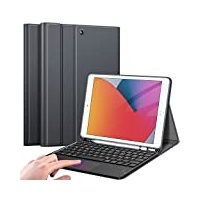 Fintie Tastatur Hülle für iPad (9. / 8. und 7. Generation - 2021/2020/2019), iPad 10.2 Hülle mit Tastatur, Deutscher Tastatur mit Touchpad Magnetisch Abnehmbarer Keyboard, Space Grau