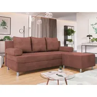 MIRJAN24 Schlafsofa Dover Cord, mit Schlaffunktion und Bettkasten, mit Chromfüße, Polsterhocker als Option rosa