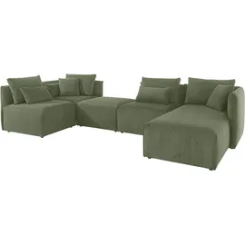 OTTO home Wohnlandschaft OTTO HOME "Nöre U-Form", grün (dunkelgrün), B:340cm H:86cm T:172cm, 92% Polyester, 8% Polyamid, Sofas, Wohnlandschaft, 5 Teile, in vielen Bezugsqualitäten und Farben s. auch "Nöre"