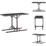 Gartentisch Braun 110×53×72 cm Glas und Poly Rattan - Gartentisch - Esstisch - Terrassenmöbel - Outdoor Möbel - Polyrattan Tisch