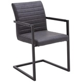 Livetastic Armlehnstuhl, Grau, Schwarz, Metall, Textil, C-Form, 54x86x63 cm, Esszimmer, Stühle, Esszimmerstühle, Armlehnenstühle