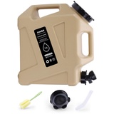 Umikk 12L Wasserkanister mit Hahn und Schraubdeckel, Trinkwasserkanister Tragbarer Mehrzweckkanister Wassertank, Camping Wasserkanister BPA-frei, Wassertank mit Griff (Khaki)