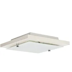 Licht-Erlebnisse Eckige Wohnzimmerlampe Holz Glas Modern quadratisch B:30cm flach E27 vielseitig ERIN Deckenleuchte, LK1-3-0100