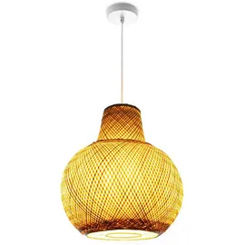 Paco Home Deckenlampe Bambus Hängeleuchte Boho Wohnzimmer Hängend Vintage E27 Natur (Ø42 cm), Pendelleuchte - Typ 4,