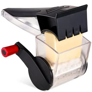 GDL Käsereibe mit Kurbel, Kompakte Parmesan-Käsereibe für die Küche, Spülmaschinenfeste Trommelreibe mit Edelstahlklinge für Käse, Nüsse, Schokolade und mehr.