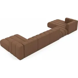 kaiser möbel Ecksofa, Sofa U-Form Grand U Big XL 500 cm, Velourstoff Salvador, Dunkelbraun - Dunkelbraun