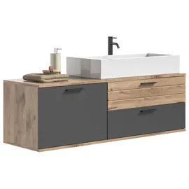xonox.home Waschbeckenunterschrank Mason Grau 140 cm mit Waschbecken