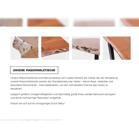 Sam Runder Esszimmertisch Akazie naturfarben Schweizer Kante 120 cm Spider-Gestell schwarz aus Metall + Holz KIMBERLY