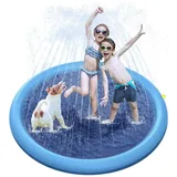 CNMTCCO Hundepool, D150cm/59.06in Planschbecken für Große & Kleine Hunde, 0.50mm Verdickt Anti-Rutsch Sprinkler Matte Hund Faltbarer Splash Pad für Sommer, Garten, DraußEn