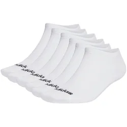 adidas Unisex Sneakersocken, 6er Pack - Thin Linear Low-Cut, dünne Socken, Logo, einfarbig Weiß-40-42
