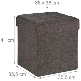 Relaxdays Sitzhocker mit Stauraum Polyester 38 x 41 x 38 cm Braun