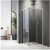 Boromal Eckdusche Schiebetür Glas Weiß Duschkabine Schwarz 90x90 75x90 90x75 80x80 H:185, BxT: 80x80 cm, 5mm Sicherheitsglas, 16 Türrollen, Easy Clean Funktion, Aluprofile, Alurahmen, Magnetdichtleisten, Rechts-und Links montierbar weiß 80 cm x 185 cm x 80 cm