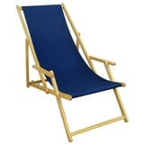 Erst-Holz Liegestuhl blau Gartenstuhl Strandstuhl Klappliege Sonnenliege Relaxliege Deckchair Buche 10-307N