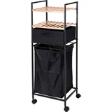 Bathroom Solutions - Badregal Auf Rollen Mit Ablagen Und Wäschesack, 2in1, Bambus