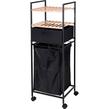 Bathroom Solutions - Badregal Auf Rollen Mit Ablagen Und Wäschesack, 2in1, Bambus