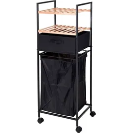 Bathroom Solutions - Badregal Auf Rollen Mit Ablagen Und Wäschesack, 2in1, Bambus