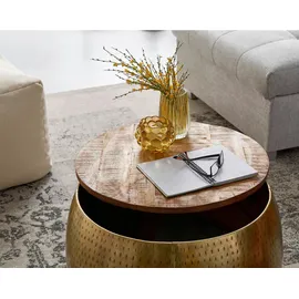 Wohnling Couchtisch Gold Mango 60 x 60 x 40 cm