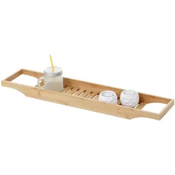 Mendler Badewannenauflage HWC-B73, Badewannenablage Wannenbrücke Wannenauflage Badewannenbrett Badewannenregal, Bambus 5x67x15cm