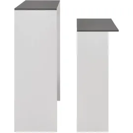 vidaXL Bartisch mit 2 Tischplatten Weiß und Grau 130 x 40 x 120 cm