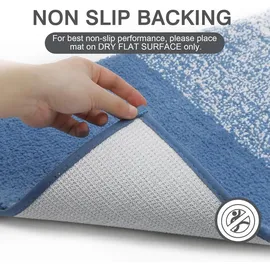 enyhom Mikrofaser Badteppich Set Blau rutschfeste Saugfähig