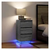 vidaXL Nachttisch mit LED-Leuchten Grau Sonoma 38x34x65 cm