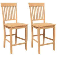 VidaXL Barhocker 2 Stk. Natur Massivholz Gummibaum