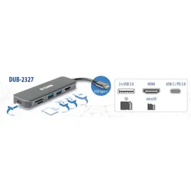D-Link DUB-2327 6-In-1 USB-C Hub mit HDMI/Kartenleser/USB-C Ladeanschluss