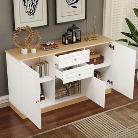 Okwish Sideboard 135,5 x 76 x 39 cm Weiß