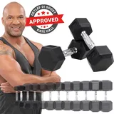 Miweba Sports Hexagon Kurzhanteln HGH100, Kurzhantel-Set, 2,5-15 kg, Gusseisen-Kern (Hantelpaar, 5,0 kg)