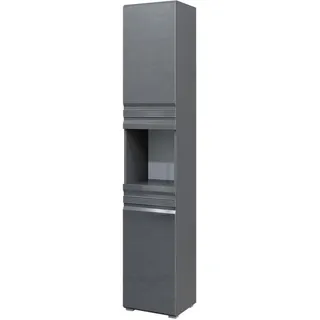 Vicco Badschrank Freddy, Anthrazit Hochglanz Badezimmerschrank, Hochschrank Bad