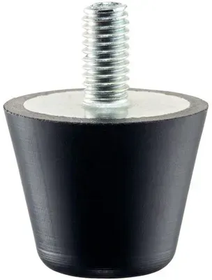 Gummi-Anschlagpuffer, Kegelstumpfform/mit Schraube | d1=32 mm / d2=M8 / l2=10 mm / Stahl | 25150.0832