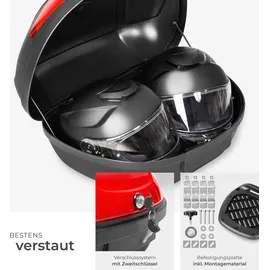 Tectake Motorradkoffer 48 l Schwarz