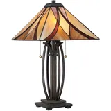 Elstead Lighting Tiffany-Glas Tischleuchte Bronze 2 Flammig
