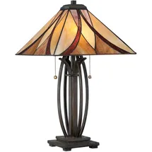 Elstead Lighting Tiffany-Glas Tischleuchte Bronze 2 Flammig