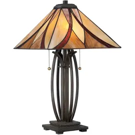 Elstead Lighting Tiffany-Glas Tischleuchte Bronze 2 Flammig