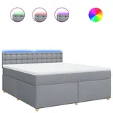 vidaXL Boxspringbett mit Matratze Hellgrau 180x200 cm Stoff