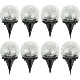 garden hero Kugelleuchte Glas 23,0 cm 8er Set warmweiß