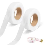 TECDW 2 Pack Bügelband Wird Mit 1 Maßbändern Geliefert,2 cm Breites 24 m Langes Modeband,Nahtband Saumband Eignet Sich für Verschiedene Stoffe Wie Jeans, Röcke, Hemden, Vorhänge (Weiß)