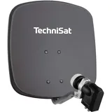 TechniSat DIGIDISH 45 – Satelliten-Schüssel für 4 Teilnehmer (45 cm kleine Sat Anlage - Komplettset mit Wandhalterung, Quattro-Switch-LNB und An-Rohr-Fitting) grau