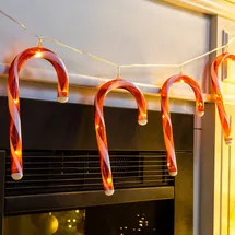 INDA-EXCLUSIV LED Lichterkette Zuckerstangen Weihnachten Innen warmweiß Batterie 40 LED B180cm