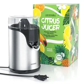 Arendo Zitruspresse, Zitronenpresse elektrisch, Siebeinsatz, Zitronen Presse, silber/schwarz