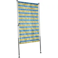 Angerer Balkonsichtschutz, Senkrechtmarkise mit Handkurbel, Terrasse/Balkon, Montage ohne Bohren, Made in Germany, Kunststoff, UV-beständig, höhenverstellbar, wasserabweisend, 150 cm Gelb-Blau