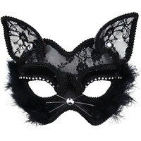 MIELE KOHLER katzenmaske Catwoman Katzen Maske Halbes Gesicht Katzenmaske Karneval Maske Fasching Kostüm Sexy Outfit für Damen Halloween Masquerade Mask (Black)