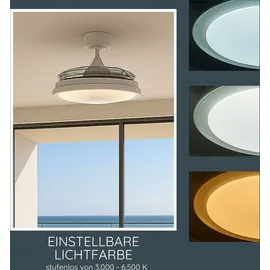 Melitec Deckenlampe mit Ventilator, Deckenventilator mit Beleuchtung, RGB, weiß,