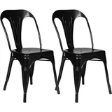 Famanu Stühle Set 2 Stück - Metall Schwarz Matt, Stapelbar, Industrial Look