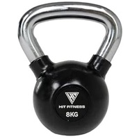Hit Fitness Unisex-Adult Kettlebell with Chrome Handle | 8kg, Black & Chrome, 16 x 16 x 24 cm